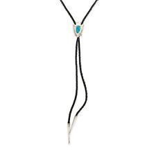 NATIVE AMERICAN STERLING SILVER BLUE TURQUOISE ARROWHEAD BOLO TIE NECKLACE 19