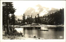 RPPC Sunrise Lake WA Mt Shuksan boat Ellis 537 1930-50s real photo postcard picture