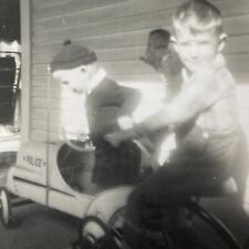 KF Photograph Boys Playing On Porch Sunshine Police Push Car Tricycle picture