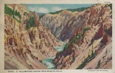 Postcard WY Grand Canyon from Brink of Great Falls c1937Yellowstone Park Wyoming picture