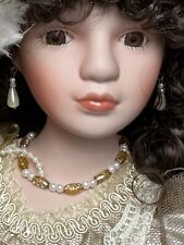 Vintage Porcelain Rustie Doll: Caramel Cream Southern Belle Lace Dress + Parasol picture