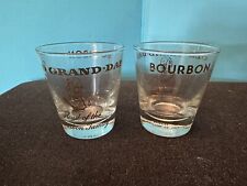 2 Old Grand-Dad Bourbon Whiskey Glasses Rare Distillery Collectible Gold Finish picture
