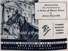 1950 James Reynolds Art PRINT AD 4.5” Horses Flowers Dancers Promo Vtg picture