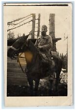 c1910's Army Soldier Horse Ride Europe WWI RPPC Photo Unposted Antique Postcard picture