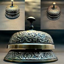 Antique Brass Big Floral Ornate Desk Bell/Table Calling Service Bell X-MASS Gift picture