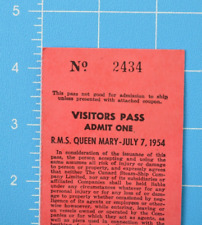 1954 RMS Queen Mary Cunard Line Visitor's Ship Ocean Liner Pass picture