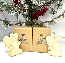 Vintage Avon Ornament Seasons Joy Christmas Angel Lot of Two Resin 4 1/2