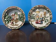 3D vintage Christmas decor couple Horse Buggy & carolers Miniature Stands 3.5” picture