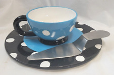 Ganz Bella Casa Pie / Cake PLATE w/ SS Serving Knife & Coffee or Soup MUG / CUP picture