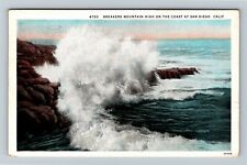San Diego, CA-California, Breakers Mountain, Ocean, c1930 Vintage Postcard picture
