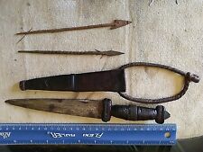 Vintage Tribal African Congolese Art Dagger Knife Plus 2 Antique Iron  Spears picture