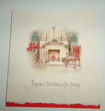 Vtg Christmas Card Home Interior Sweet & Simple HOME SWEET HOME 1930's 40's picture