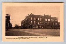 Claremont NH-New Hampshire, Dodge's Pharmacy In Union Block Vintage Postcard picture
