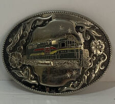 Vintage Seaboard Coast Line SCL-LN Railroad Silver Metal Enameled Belt Buckle picture