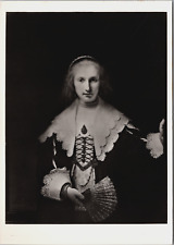 RPPC 1641 Rembrandt Lady Fan Agatha Bas Queen's Gallery Buckingham Palace UNP picture