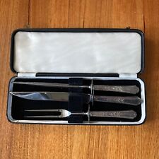 ANTIQUE 1847 ROGERS BROS SILVER PLATE HANDLES CARVER CARVING KNIFE STEEL SET picture