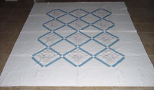 WELL QUILTED COUNTRY BLUE SASHING CHIPS IN BASKETS HAND QUILTED  picture
