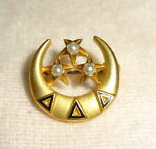 Vintage Tri Delta Badge 10k Yellow Gold Pearls Sorority Pin Delta Delta Delta picture