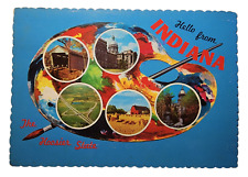 Postcard Hello From Indiana The Hoosier State Indiana Landmarks Used 1970's picture