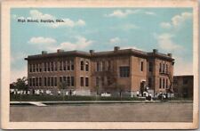 SAPULPA, Oklahoma Postcard HIGH SCHOOL Building / Street View ' KROPP c1910s picture
