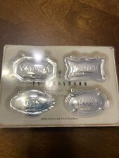 Vintage Set Of 4 Sterling Silver, Pottery Barn Decanter Labels, In Original Box picture