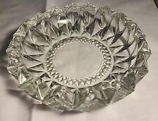 Vintage Large Cut Clear Glass Cigar Cigarette Ashtray 7” Heavy Mid Century picture