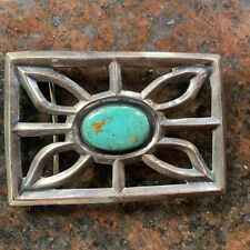 Vintage Large Buckle With Beautiful Turquoise Stone 92 Grams picture