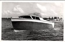 RPPC Vintage Boat near Pier Miami FL Summerland Photo Studio c1950s Postcard H28 picture