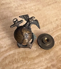 Vintage US Marine Corps World War II Hat Lapel Pin Screwbck Eagle Globe Anchor💗 picture