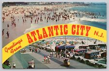 Greetings From Atlantic City New Jersey NJ Multi-View Vintage Chrome Postcard picture