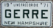 Vintage 1971 New Hampshire Vanity License Plate GERRE picture