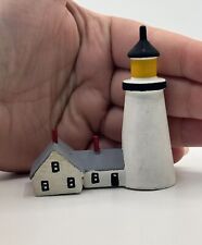 Vintage Wooden Lighthouse Cabin Mini Figurine Cottage Beach Decor Trinket *** picture