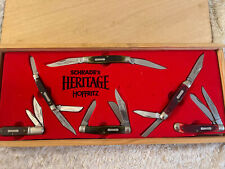 Schrade Heritage Knife Set USA Made Red Bone & Green C-1983 - set of 6 hoffritz picture