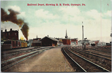 Carnegie PA Railroad Depot, Train, RR Tracks, Yard c.1910 GREAT Vintage Postcard picture