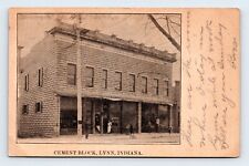 Cement Block Street View Lynn Indiana IN 1907 UDB Postcard L16 picture