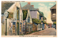  Old Charlotte Street View Saint Augustine Florida Oldest City USA Postcard 1947 picture