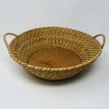 Vintage Nantucket Basket Round with Handles and Wood Base 12” x 4” picture