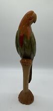 Vtg Hand Carved Hand Painted 16” Parrot Perched on Branch Tropical Rain Forrest picture
