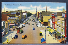 Postcard Portsmouth Virginia High Street  Old Cars Vintage VA picture
