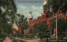 Tampa Florida University of Tampa unused 1940s vintage linen postcard sku987 picture