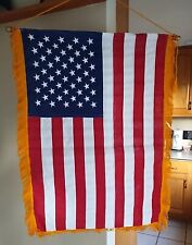 Vtg BullDog Bunting American Flag 50 Embroider Star Classroom Banner Fringe 2x3 picture