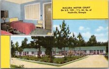 1950s Nashville, Georgia Postcard MALUDA MOTOR COURT Route 129 - Kropp Linen picture