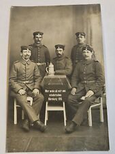 1915 era RPPC Photo Postcard of 5 Men In Uniform  - Very Clean picture