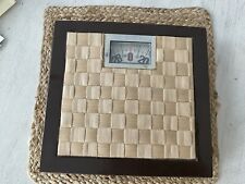 Vintage Counselor Bathroom Scale, Mid Century Metal Woven Tiki Style 1950’s. picture