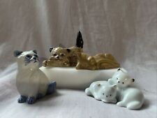 Vintage cat figurines lot Of 4 Porcelain/Ceramic/pottery & Wood. Need A New Home picture