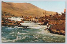 Indians Fishing Old Celilo Falls OR Columbia River Dalles Dam Vtg Postcard A11 picture