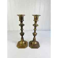 Vintage Pair of Brass Candlestick Holders Turned Holder Set 2 8.5