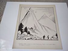 ORIGINAL 1941 RALPH HERSHBERGER COMIC STRIP BOARD OUTDOOR LARGE MOUNTAINS picture