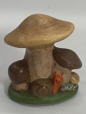 Vintage Ceramic Figurine Of Mushrooms And A Snail Decorative Colorful Miniature picture