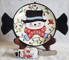 Temptations by Tara Mr. Bojingles Snowman Cheese Plate and Matching Spreader Set picture